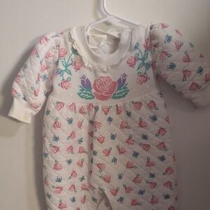 Vintage 90s 100% Cotton Floral Babys One Piece